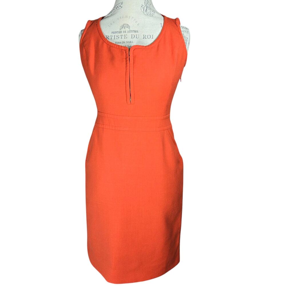 Tory Burch Zachary Dress Womens 8 Sleeveless Pocket Sheath Poppy Orange Wool‎